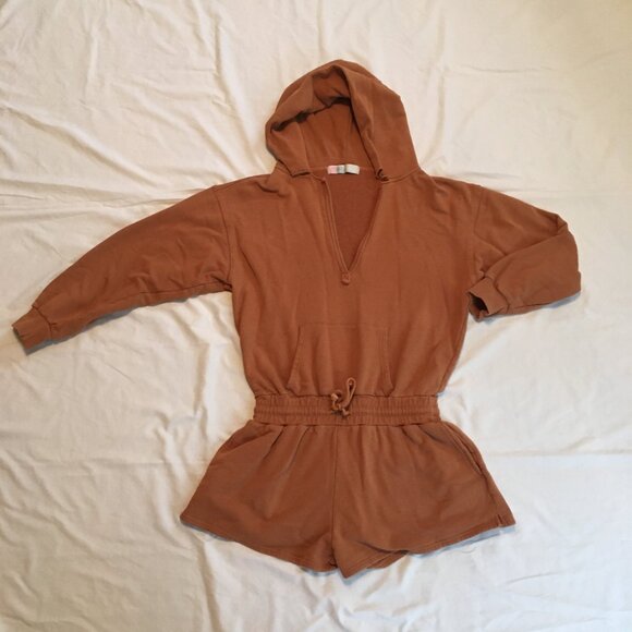 Free People Beach Kickin’ It Hooded Romper Bright Cider color Size Medium - Picture 5 of 14
